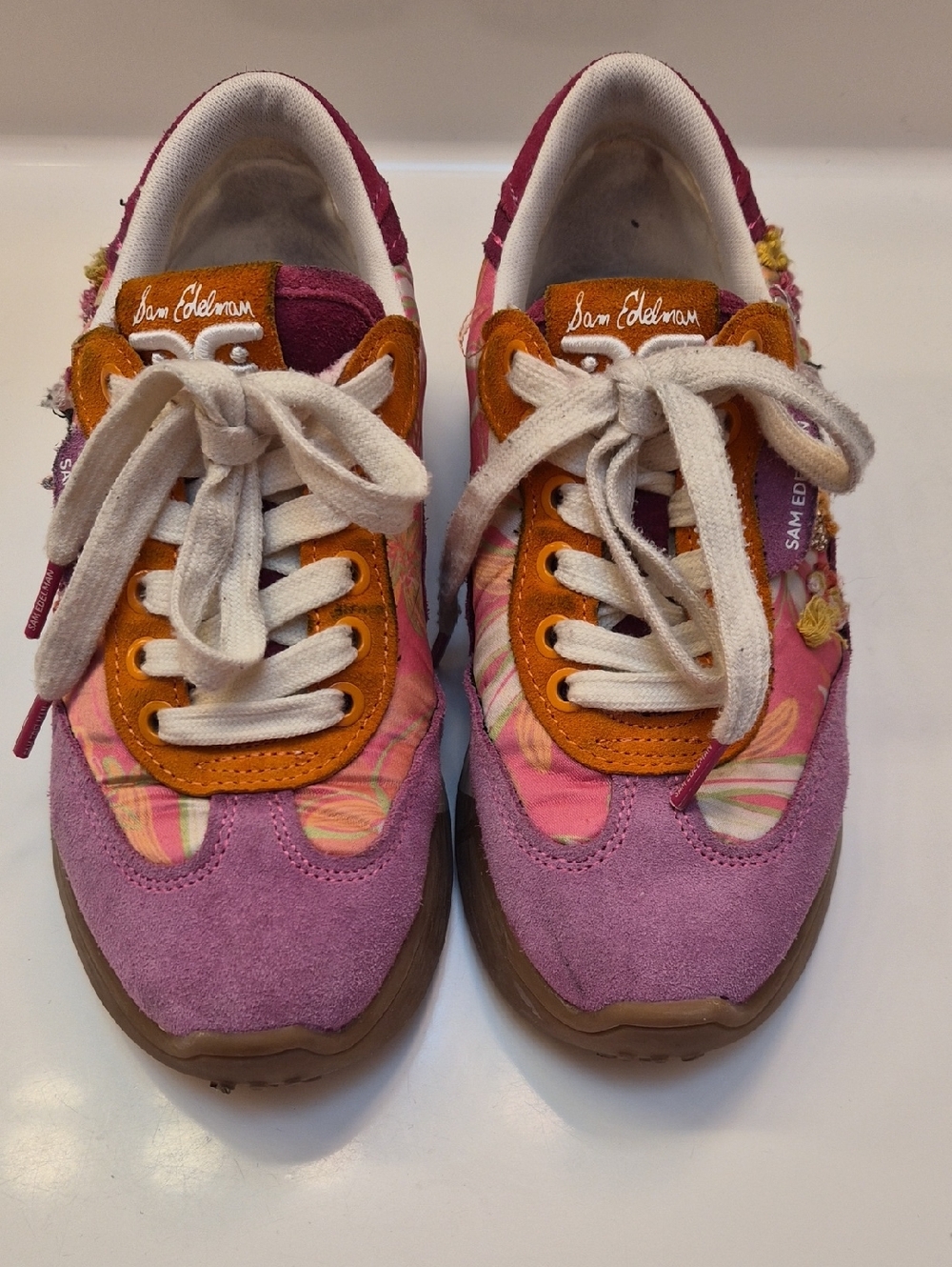 Sam Edelman Pink, Purple & Orange Floral Lace-Up Sneakers
